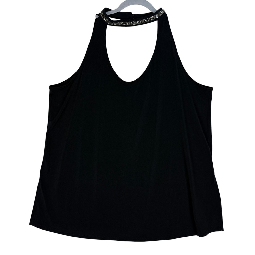 Bold Elements Tank Top Womens XL Black‎ Beaded Round Neck Stretch Performance